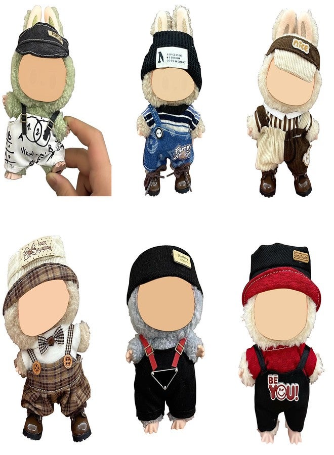 Moonlik 17cm Doll Clothes for Labubu, 3-Piece Black Hat T-Shirt + Overalls Set, Outfit Jumpsuit Accessories-No Doll and Shoes Included(Style 3) - Image 4